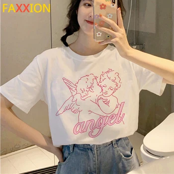 

Angel Aesthetic Kawaii T Shirt Women Harajuku Korean Style T-shirt Ullzang Cute Grunge Tshirt 90s Graphic Fashion Top Tee Female