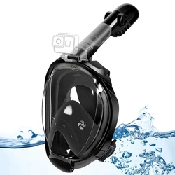 Full Face Scuba Diving Mask Anti Fog Goggles with Camera Mount Underwater Respiratory Mask Snorkel Swimming Mask for Adult Youth
