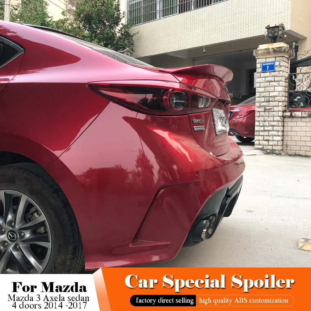 

Car StylingABS Plastic Unpainted Color Rear Roof Spoiler Wing Trunk Lip Boot Cover For Mazda 3 Axela Sedan 4 Doors 2014 -2017