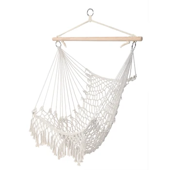 

Outdoor Portable Hammock Rope Chair Beige Cotton Rope Net Swing Rope Balcony Indoor Dormitory Garden Hanging Rope Chairs