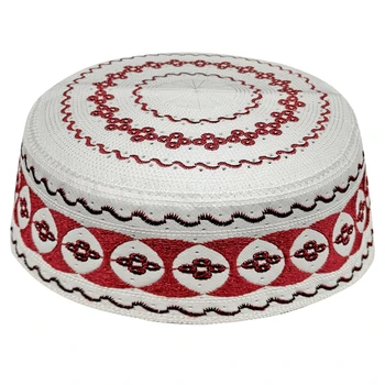 Kippah Islam Prayer Rug Topi Saudi Abaya Prayer Caps Red White Geometric Patterns Seccade Namaz Mütze Damen Islam Men