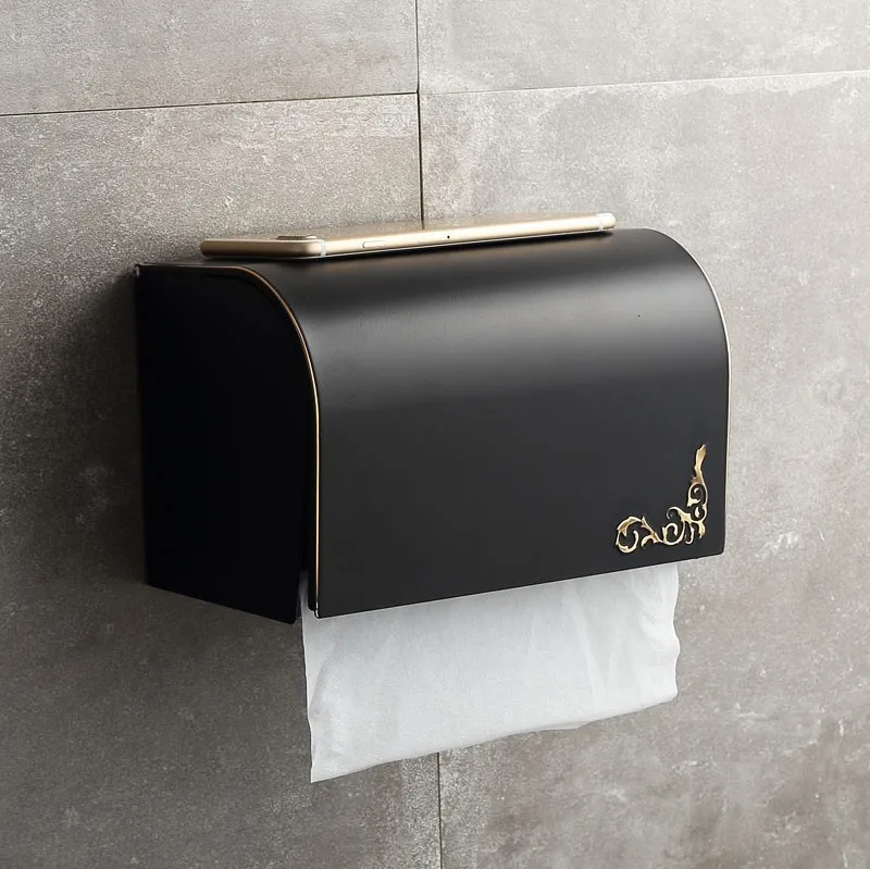Черный ящик для ванны цвета шампанского, отрицательный держатель, черная алюминиевая бумажная коробка, аксессуар для носового платка, аксессуары для ванной комнаты