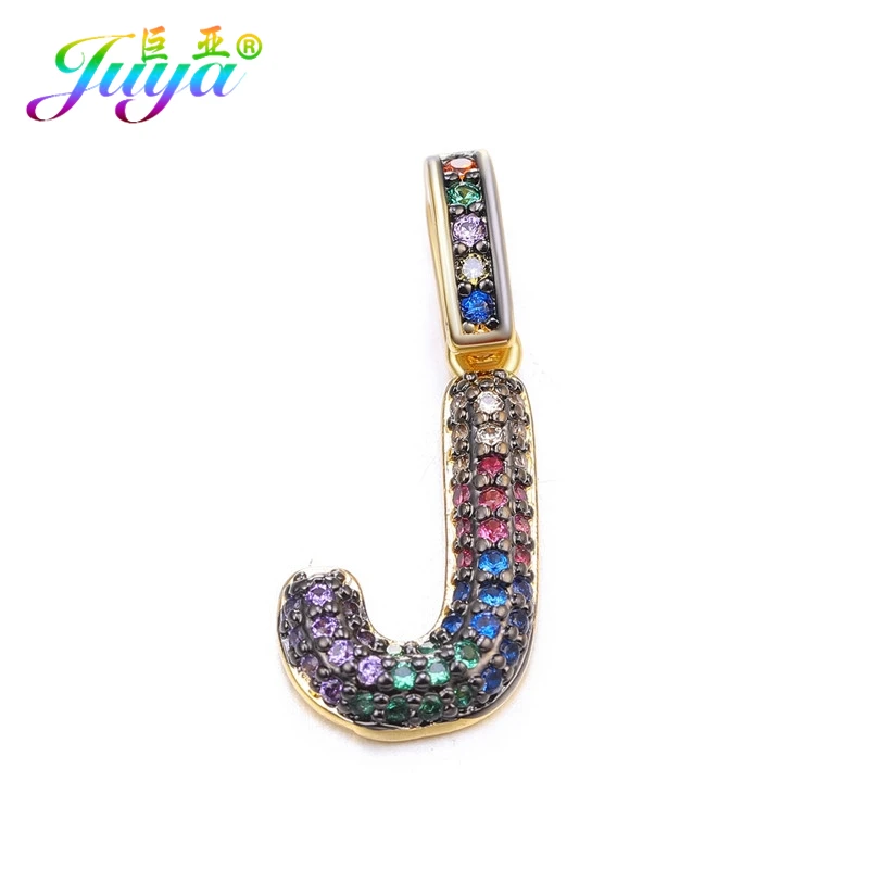 Gold J Juya DIY шнур кожаный вывод многоцветный Циркон с радужным блеском золото 26 буквы алфавита кулоны с надписями поставки - Окраска металла: Gold J