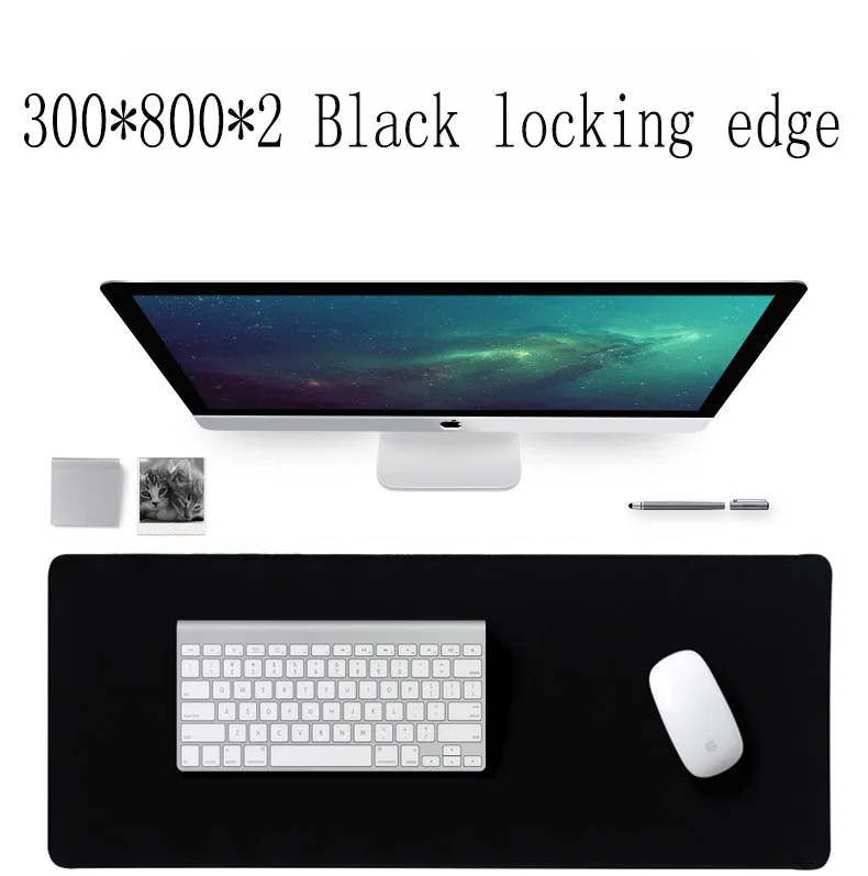 300X800 Black lock 1200*600*3 мм XXL черный игровой коврик для мыши большой Индивидуальный Коврик для мыши утолщенный Настольный коврик для клавиатуры 4 цвета фиксирующий край csgo - Цвет: 300X800 Black lock