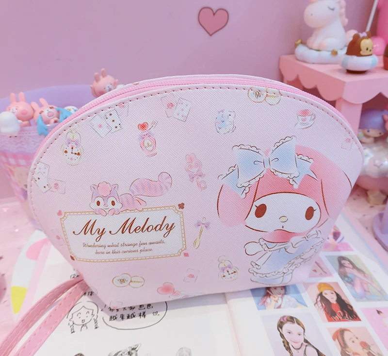 Мультфильм Sanrio Ползунки с принтом «Хэллоу Китти» с рисунками из мультфильма «My Melody Cinnamoroll Pompompurin персонажи Little Twin Stars косметичка милая сумка для хранения косметики для подарок для девочек