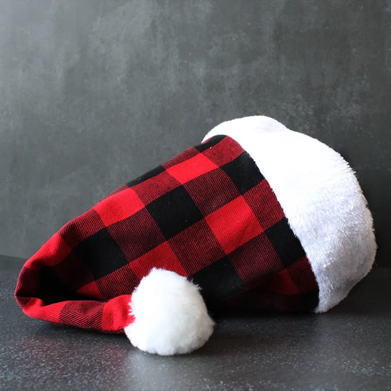 Christmas Party Crazy Welcome New Year Supplies Decorative Props Holiday Dress Up Hat Red Black Plaid Atmosphere Christmas
