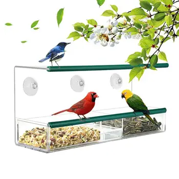 

AUGKUN Window Bird Feeder Outdoor Bird Feeder Transparent Acrylic Window Suction Cup Tools Easy To Install Hanging Birdhouse