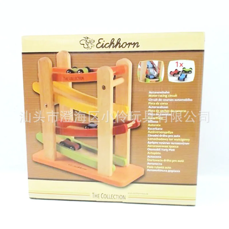 

Fun Four Layer Double Camera Track hua xiang che Educational Early Childhood Children Wooden Camera Track Inertia Slide Car Toy