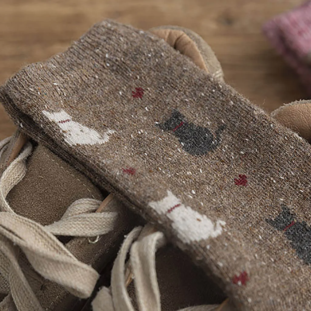 Теплые женские носки; модные милые хлопковые носки без пятки с рисунком кота; 5