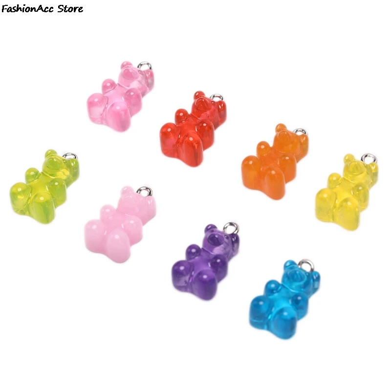 10pcs Cute Gummy Bear Charms Flat Back Resin Necklace Pendant Earring For DIY Decoration 1*1.7cm | Украшения и аксессуары