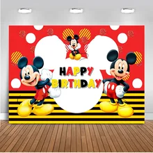 Фон с изображением Микки Мауса для фотосъемки с днем рождения, тематические вечерние детские фоны для фотостудии