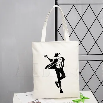 

Retro Antiwar Michael Jackson MJ Tote Bag Unisex Canvas Bags Shopping Bags Printed Casual Shoulder Bag Foldable