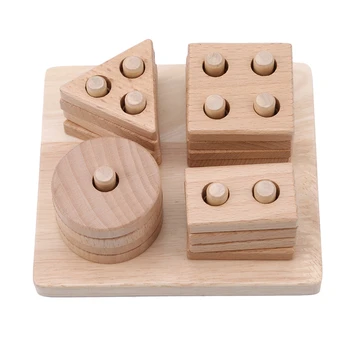 

Montessori materials Math Geometry Shape Cognitive Building Toy Kids Baby Puzzle Toy Wooden Shape Stacker Sorting Toys