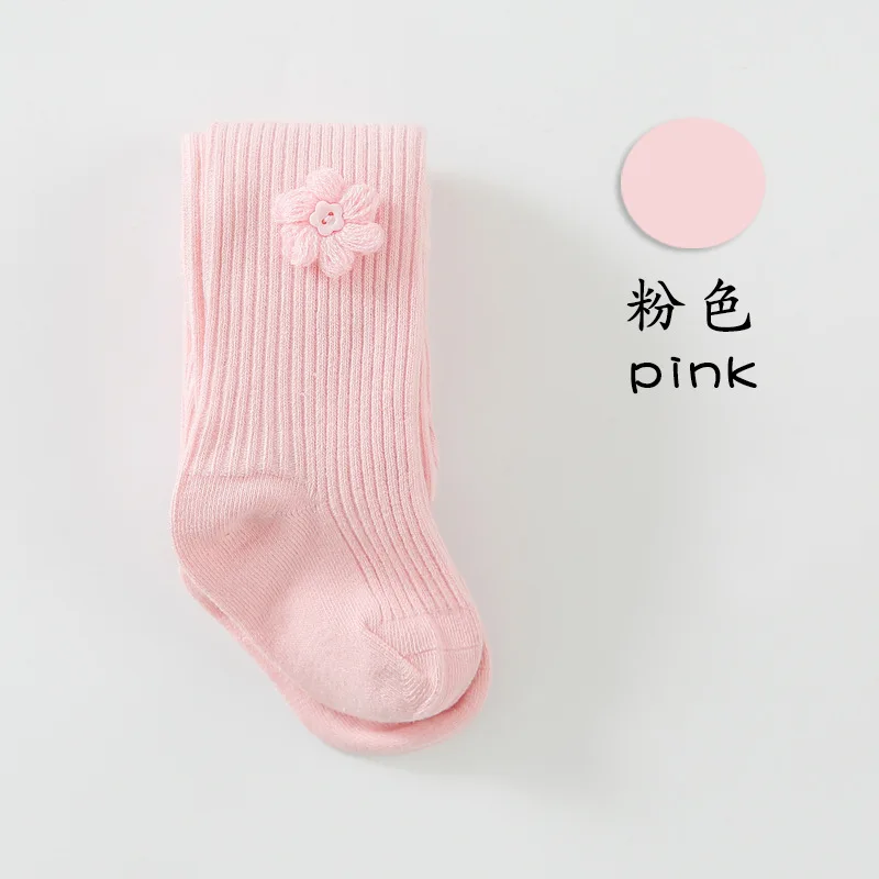 pink Осенние Колготки для маленьких девочек, штаны с бантом, штаны для младенцев, колготки для маленьких девочек, длинные штаны, красивые детские леггинсы чистого цвета - Цвет: pink