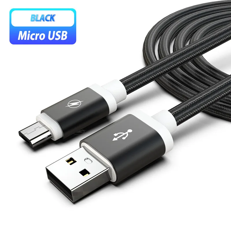 Black Micro usb Кабель Micro USB 3 м 2 м зарядный кабель для передачи данных для huawei Y3 Y5 Y6 Y9 p smart p9/p10 lite p9 Honor 8x8 S 7c 20i 7A - Цвет: Black Micro usb