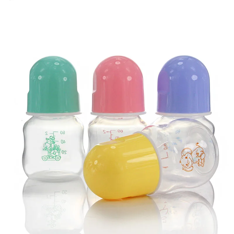 

60ML Newborn Mini Portable Feeding Bottle 0-6 M Training Nursing Juice Samll Scale Appease Safety Bottles New