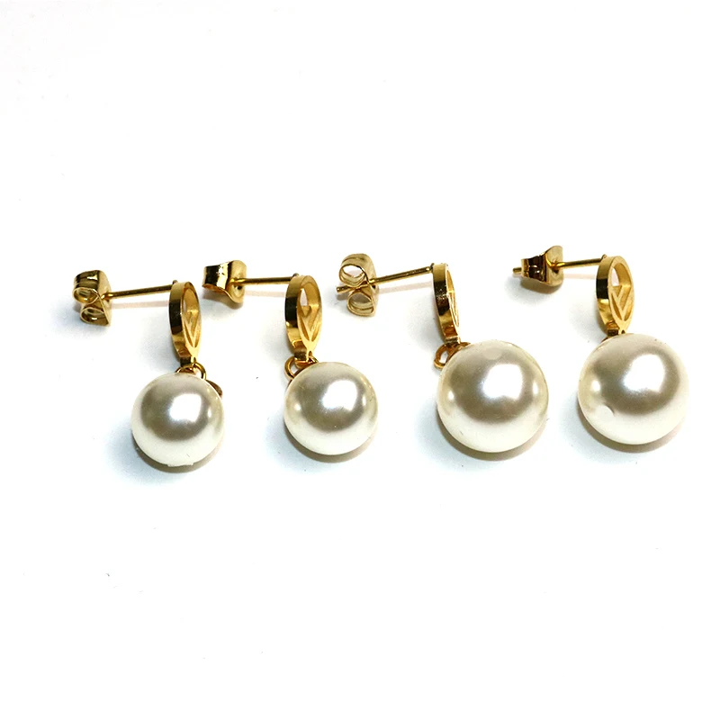 New Fashion Pearl Earrings F Brand Hot Selling Pearl Drop Earrings Big