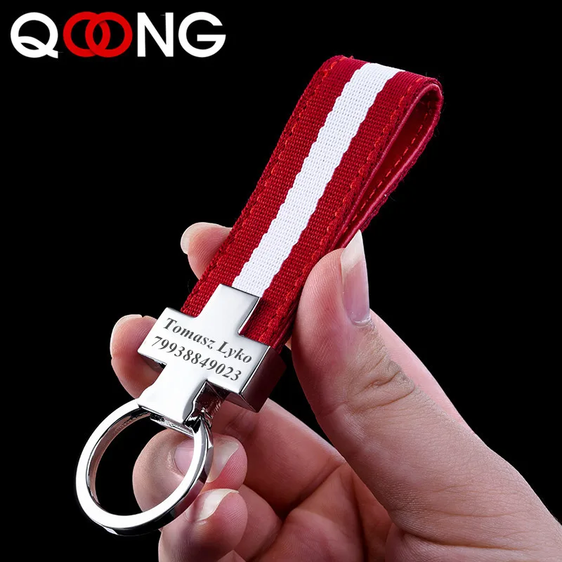 

Creative Canvas Customized Engraved Keychain For Car Logo Plate Number Personalized Gift Anti-lost Keyring Key Chain Ring S50