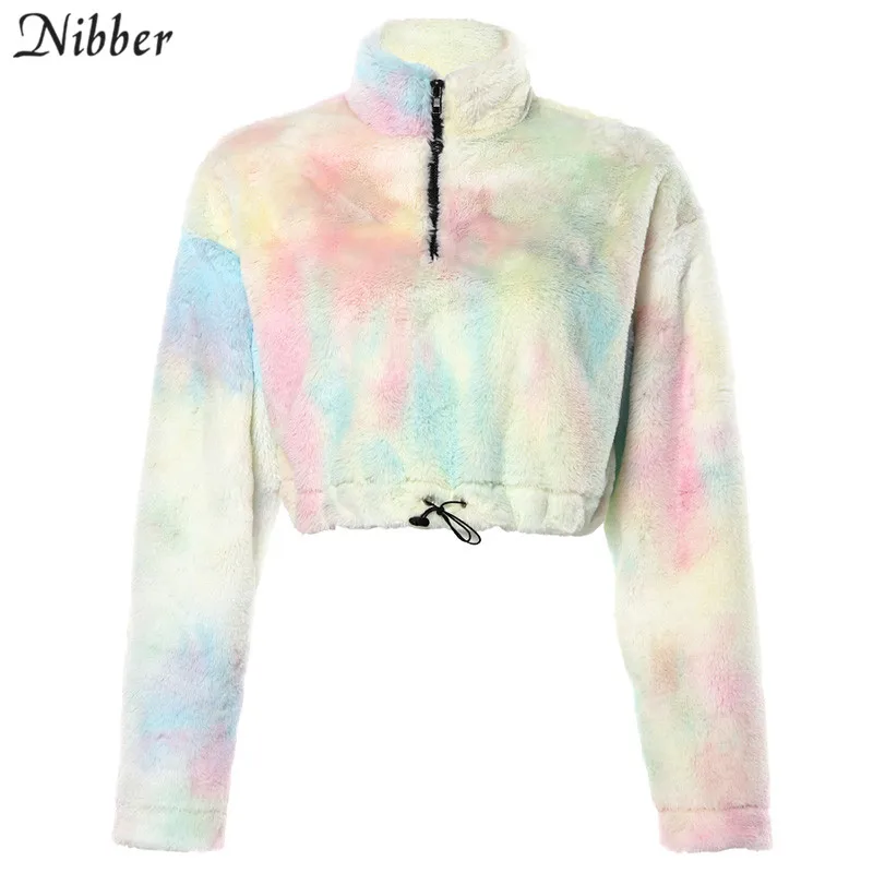 Многоцветный Nibber/осенний Модный Цветной свитер Харадзюку, Женский, осенне-зимний облегающий кроп-топ, топы, элегантный уличный Повседневный свитер mujer - Цвет: Многоцветный