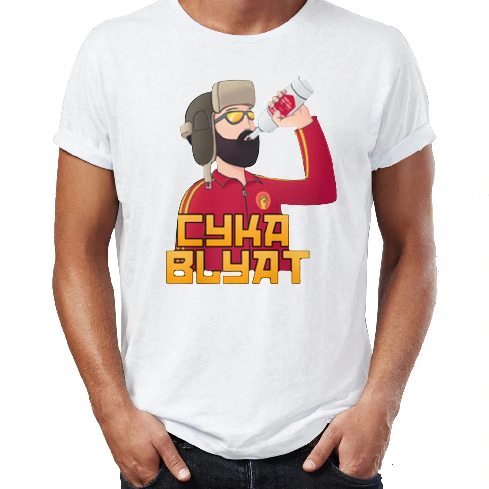 Cyka Blyat Tops Tee T Shirt Funny Unisex Russian Drink Vodka Printing Rush B T-Shirt Classic custom design | Мужская одежда