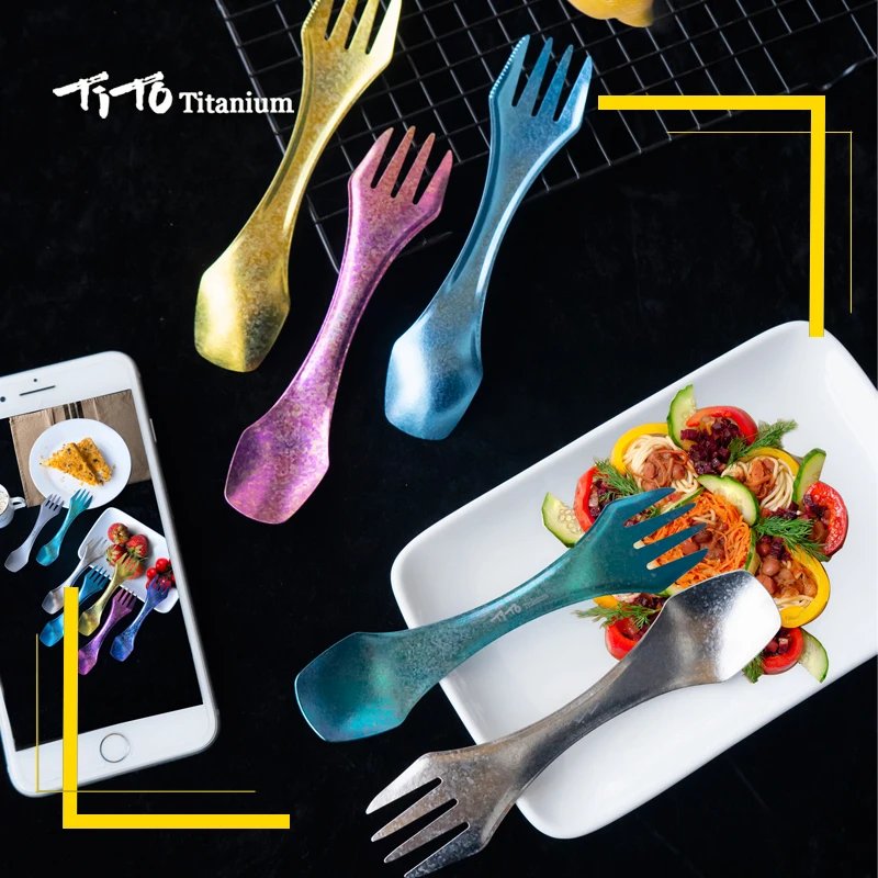 Camping Cutlery Titanium Spork Outdoor