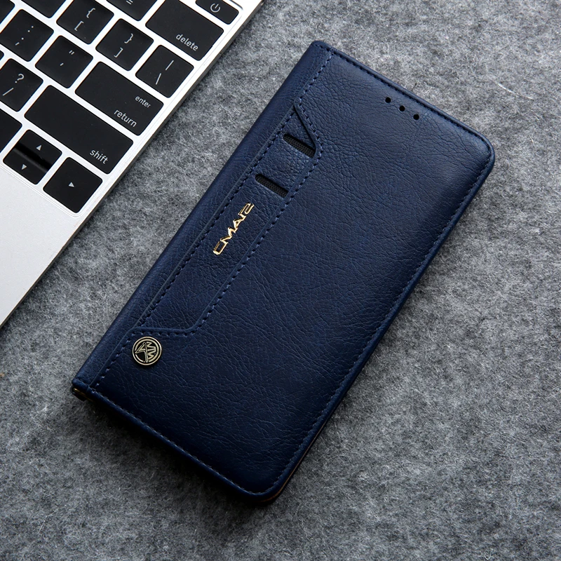 Вращающийся держатель для карт, чехол-бумажник для samsung Galaxy S10, S9, S8 Plus, S10E, S7 edge, Note 8, 9, 10 Plus, кожаный чехол для телефона, Магнитный чехол - Цвет: Синий