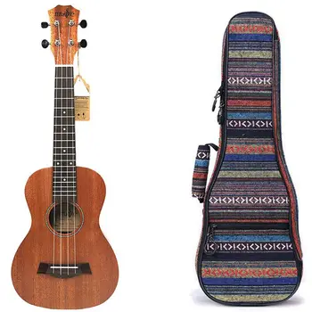 

21Inch Padded Cotton Folk Portable Bass Guitar Bag with 21 Inch Ukulele Mahogany Soprano Beginner Ukulele Guitar