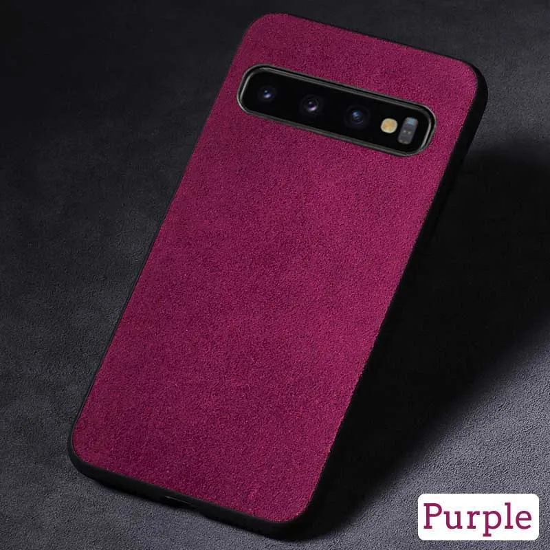 Фиолетовый Чехол для телефона для samsung Galaxy S10 S8 S9 Note 8, 9, 10, плюс S7 край A7 A8 J5 J6 J7 A70 A50 A40 замшевая кожаная накладка на заднюю панель телефона - Цвет: Фиолетовый
