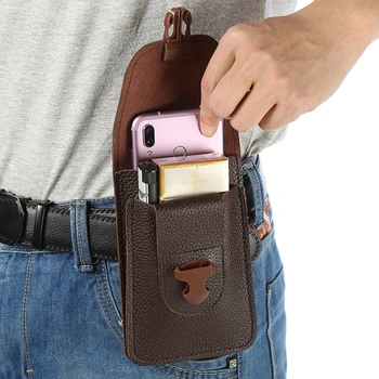 

Men Purse Brown Coffee Beige PU leather Waist Bag Funny Packs Money Belt Solid Color Buckle Card Holder Phone Wallet New