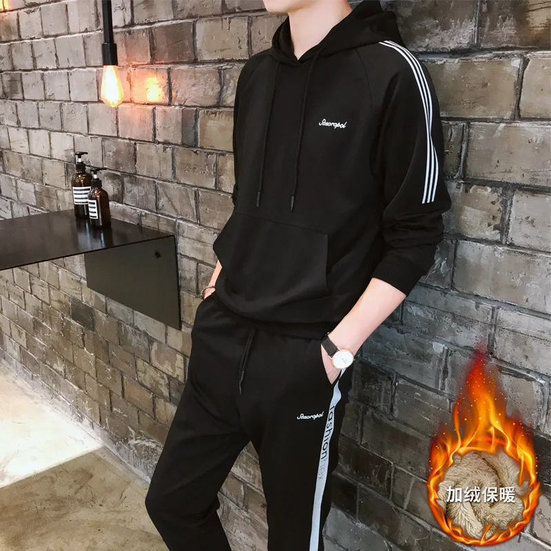 

Autumn And Winter Set MEN'S Hoodie 2019 New Style Trend Hooded Thick plus Velvet Warm Casual Sports Korean-style Coat