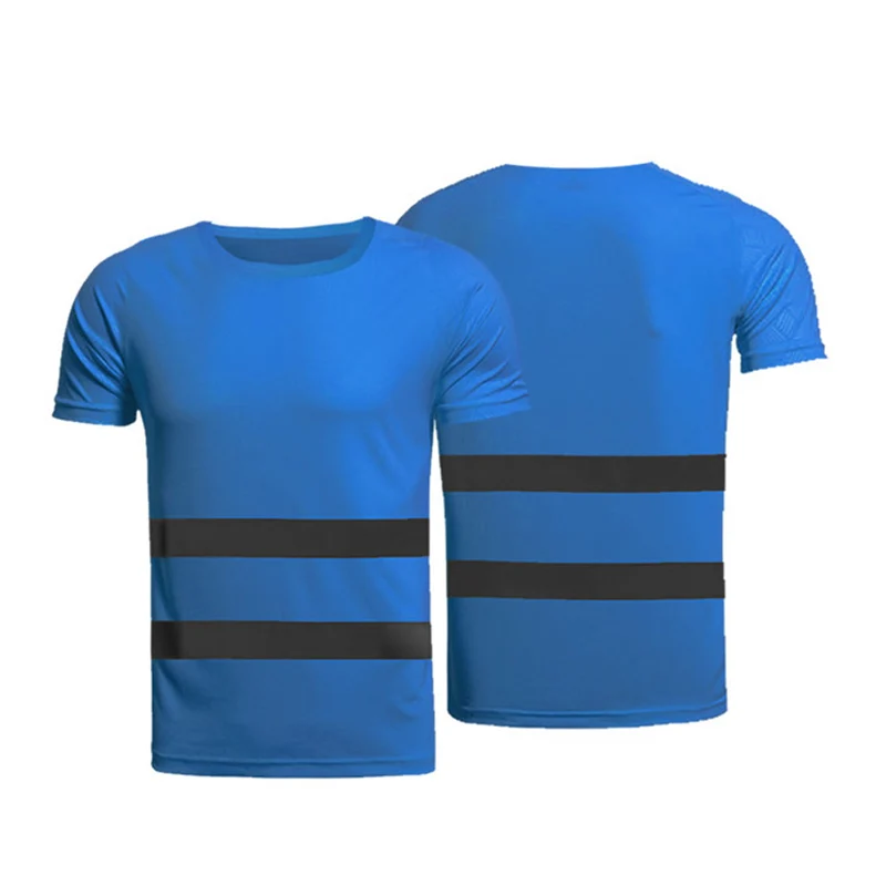 Быстросохнущая Ночная защитная Рабочая Рубашка летняя Светоотражающая футболка для ночной работы защитная одежда дышащая Рабочая спецодежда - Цвет: Blue