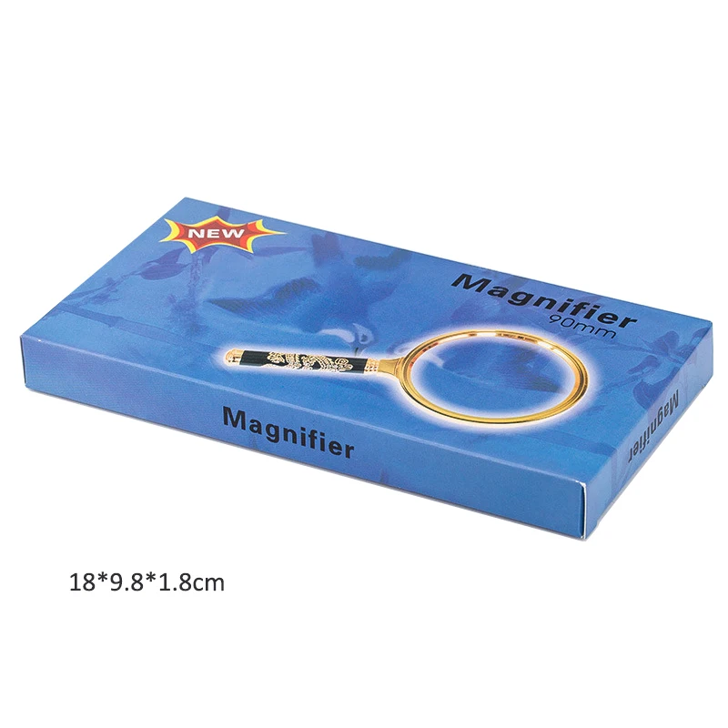 Portable Handheld 5X Magnifying Glass 60mm 70mm 80mm 90mm Retro Handle Magnifier Eye Loupe Glass with Chinese Dragon for reading