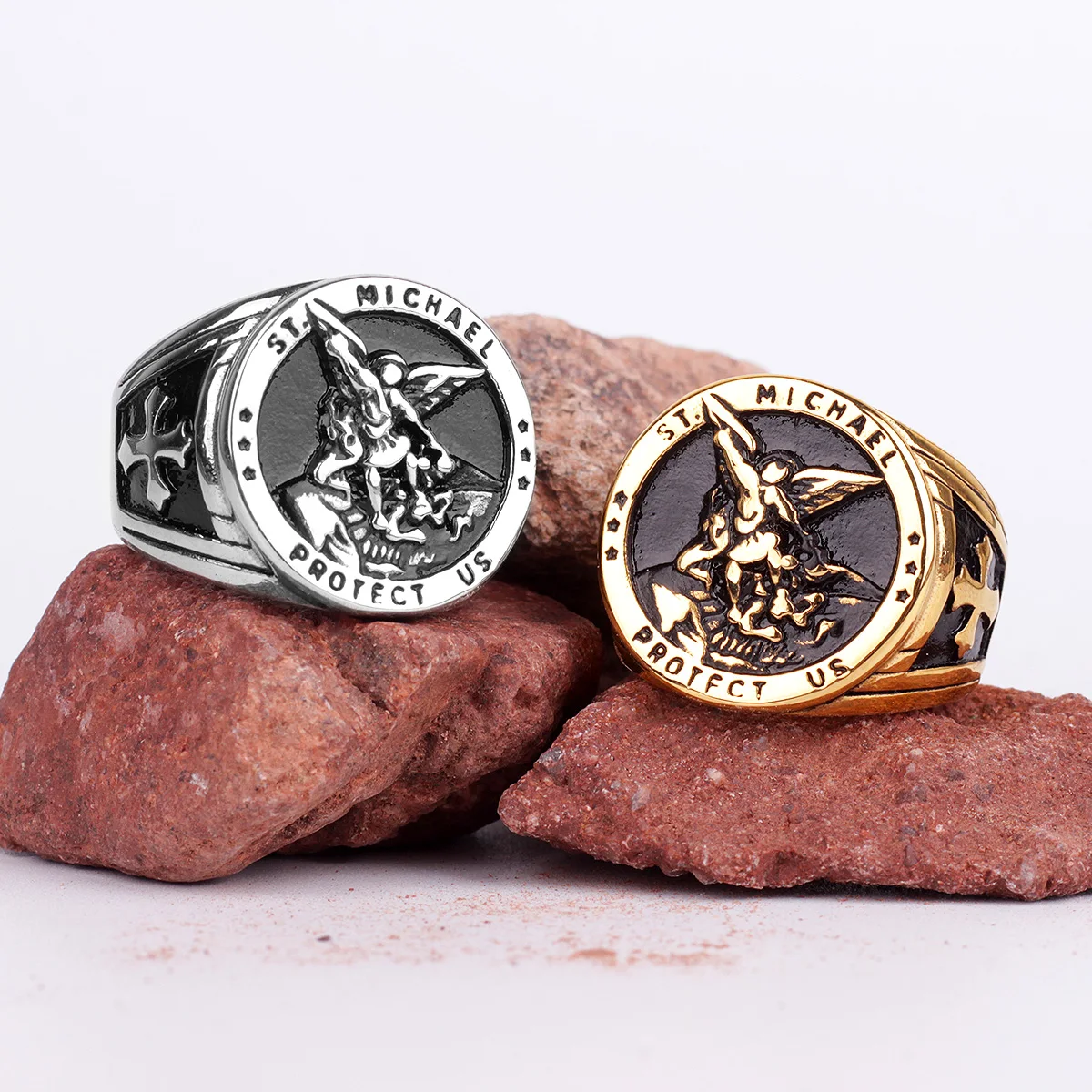 316L нержавеющая сталь St-Michael мужские кольца хороший талисман религиозная личность байкерское кольцо для мужчин мальчик модное ювелирное изделие подарок