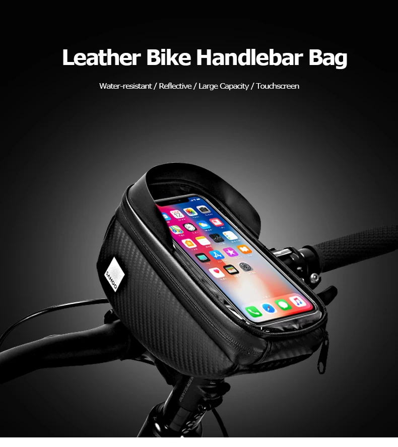 Best Sahoo 112003 Cycling Bicycle Bike Head Tube Handlebar Cell Mobile Phone Bag Case Holder Case Pannier Carrier For  6.5in Phone 3