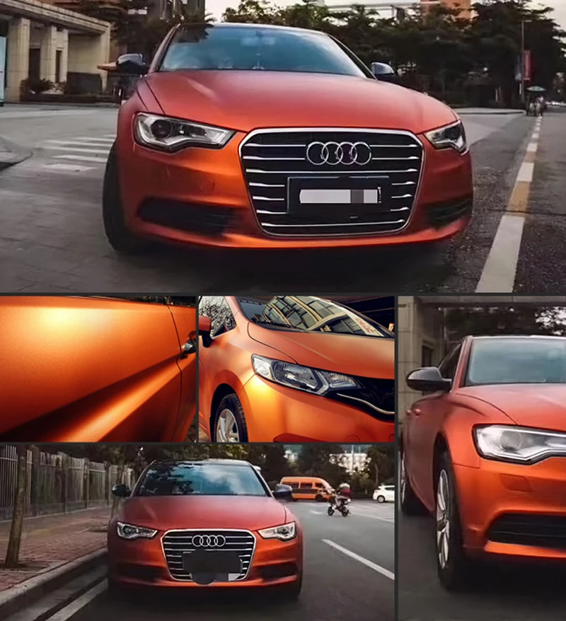 Orange Metallic Satin Vinyl Film Wrap-7