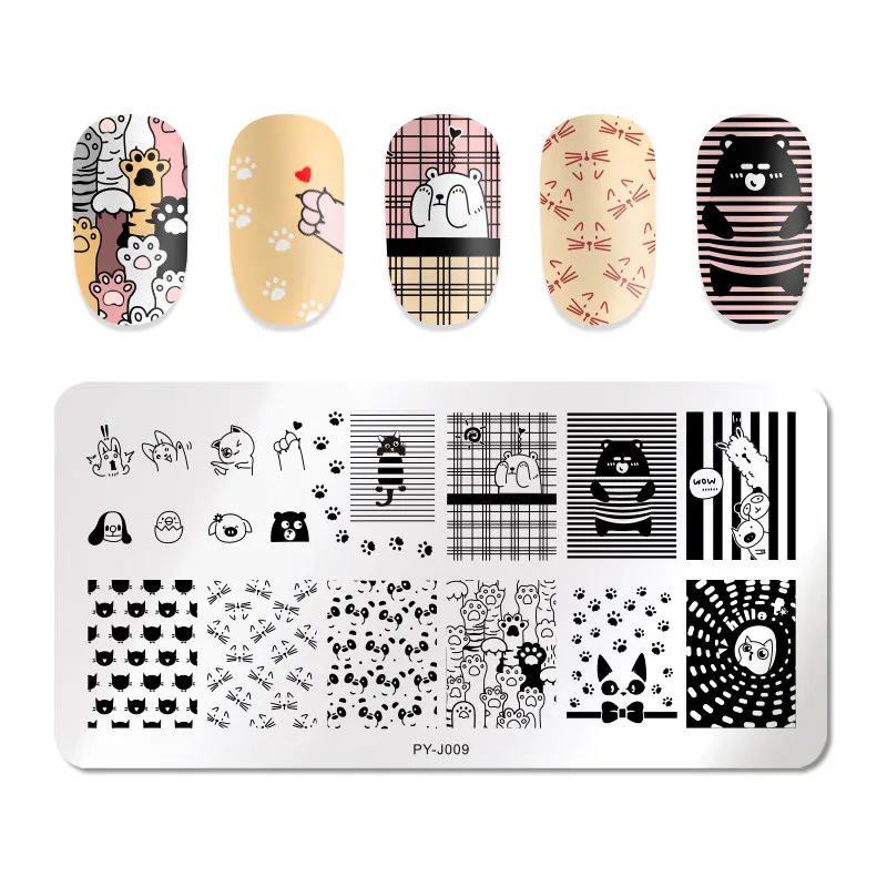 PICT YOU прямоугольные листья дизайн ногтей штамповка пластины цветочные узоры натуральный 12 см* 6 см дизайн ногтей изображения шаблоны штамп ногти - Цвет: PY-J009