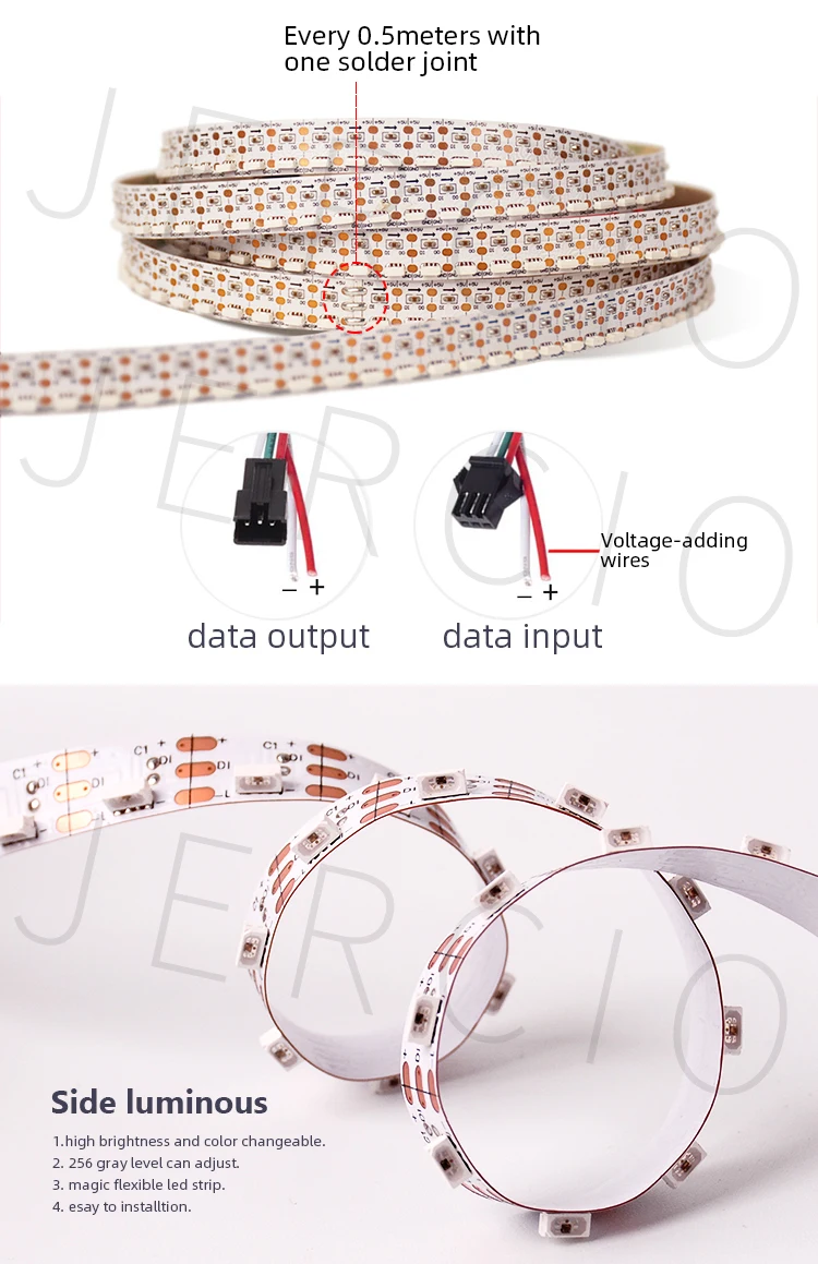 JERCIO WS2812B-side smd5050 светодиодный лента для светодиодной ленты 60/100/144 светодиодный s/пикселей/м; прибор приемно-управляемых можно резать IP30/67 DC5V Сделано