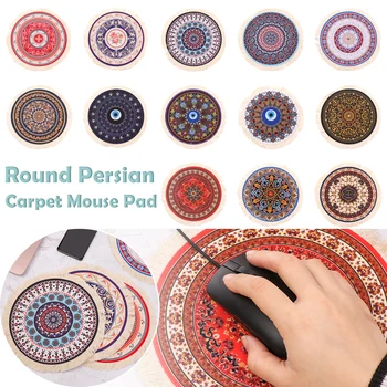 

Persian Style Round Woven Mouse Pad Carpet Pattern Mice Mat Rubber Anti-slip Rubber Anti-slip Cup Cushion Home Office Supplies