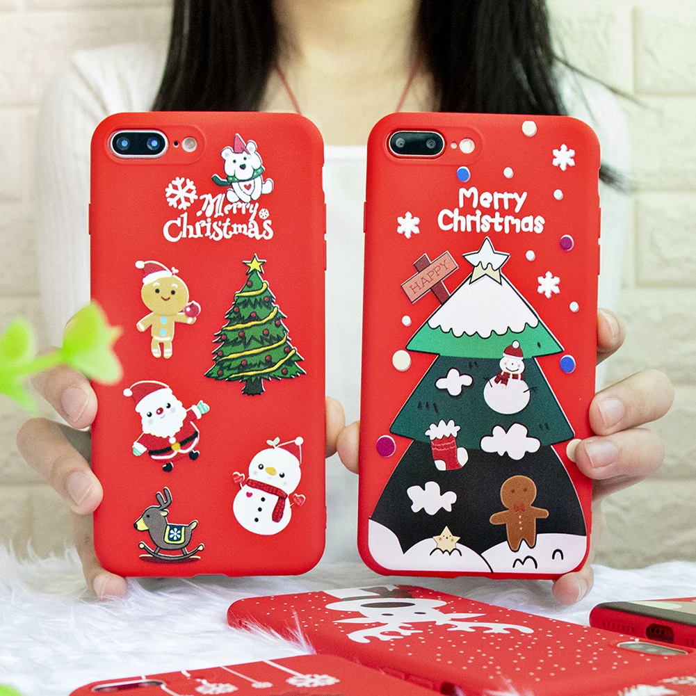

Christmas Silicone Case For iPhone 11 Pro Xsmax XR XS X 11 Matte Case For iPhone 6 7 8 Plus 11 Por Max Back Cover Cases Capa