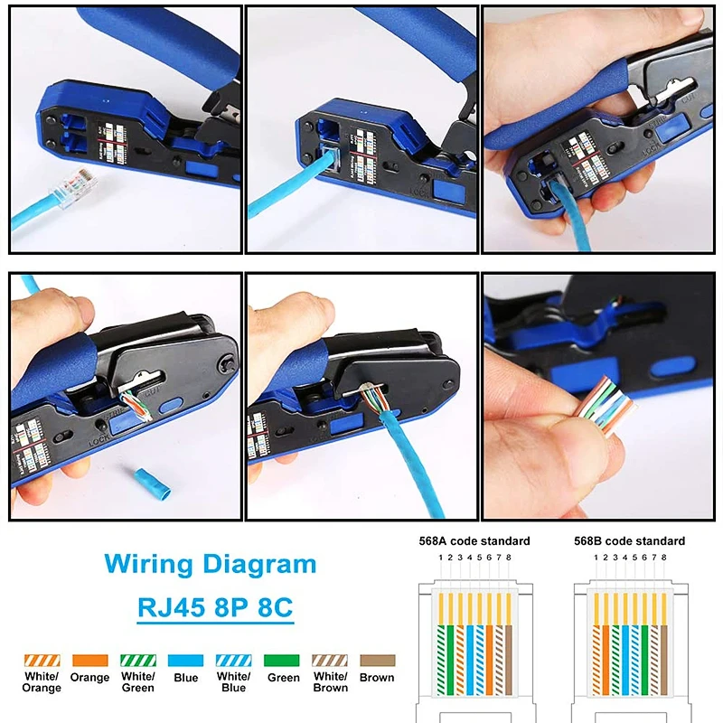 Htoc cat5 cat6 ferramenta de crimpagem conector