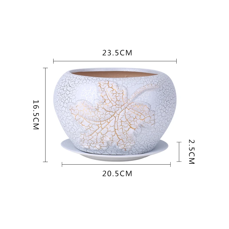 Green Luo Flowerpot Originality Household Tuba Oversize Indoor Orchid Flowerpot Ceramics Belt Tray Meatballs - Цвет: supporting tray