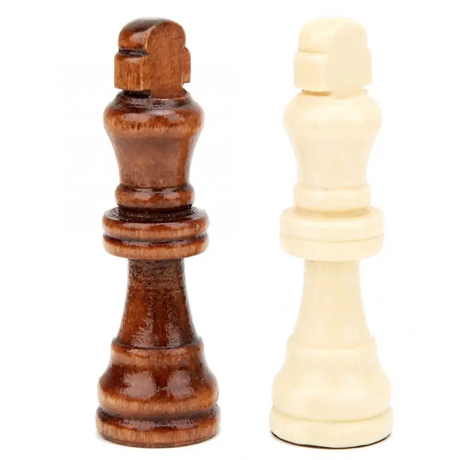 Foldable 32pcs Wooden International Chess Game Set Wood Pieces Without Chessboard Gift Interactive Toy Entertainment Chess Game