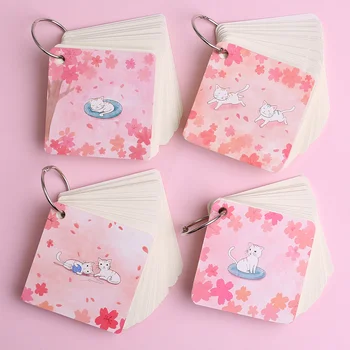 

Fancy Pink Sakura Memo Pad To Do List Writing Paper Kawai Flower Cherry Blossom Cute Cat Ring Binder Loose Leaf Stationery Goods