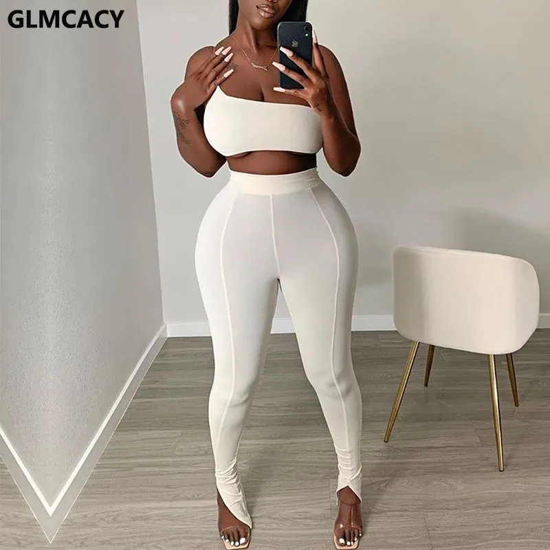 Женский комплект из двух предметов стильный летний топ-труба и обтягивающие