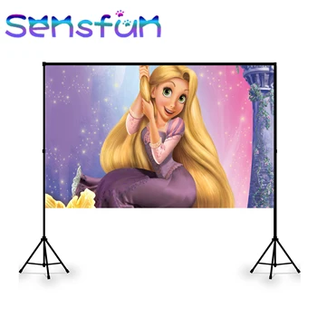 

Personalised Princess Girls Birthday Party Banner CartoonTangled rapunzel background photography Photobooth Backdrop Studio Prop