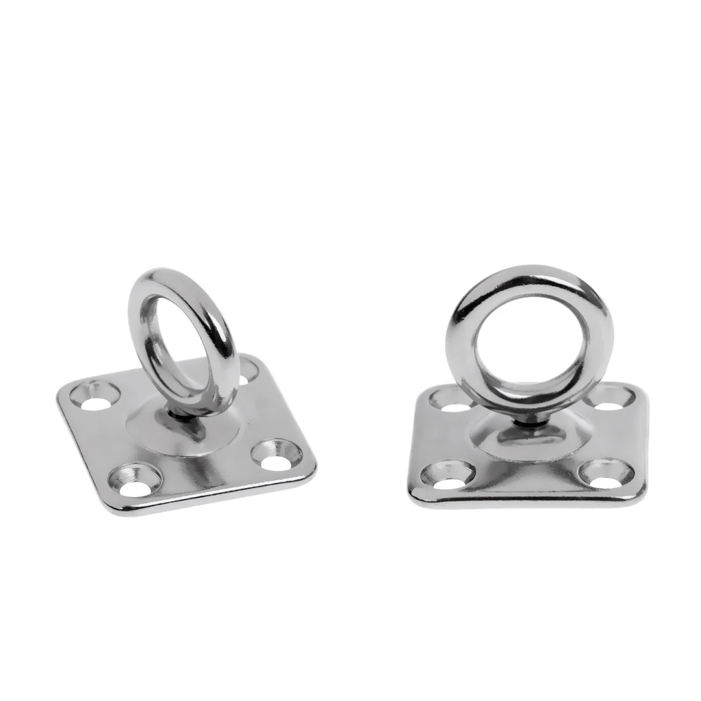 1 Pair 316 Stainless Steel Eye Plate Boat Pad Eye Thick Ring Square 5+6mm, Durability