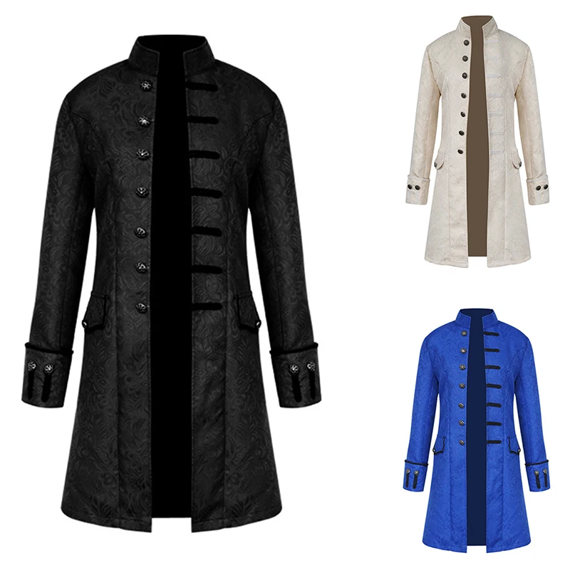 

Steampunk Vintage Trench Long Coat Men Stand Collar Single Breasted Gothic Autumn Jacket Clothes abrigo hombre casaco masculino