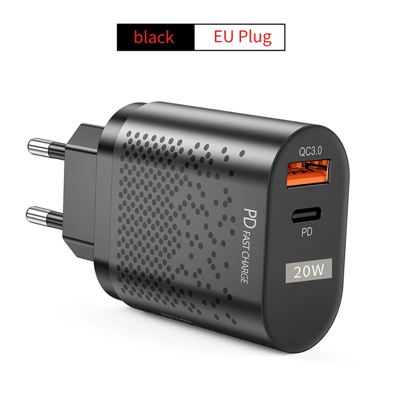 20W PD USB Wall Charger Dual Port USB Type C Fast Charging Adapter QC3.0 Mobile Phone Quick Charger For iPhone 12 11 Xiaomi 11 usb charger Chargers