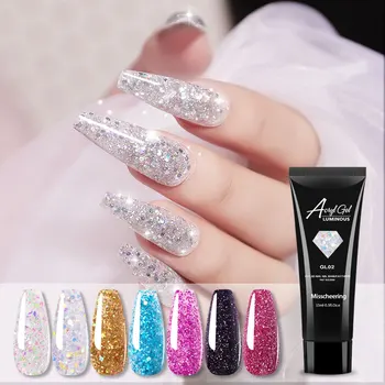 

8 Color Finger Extension Nail Gel Glitter Gel Diamond Luminous Poly Nail Extension Gel Semi Permanent Gel Polish