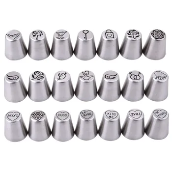 

Valentines Day Gift For Cake 21 Pcs/Set Baking Set Make Cake Cream Squeezer Egg Tube Milking Silk Flower Nozzle Baking Tool
